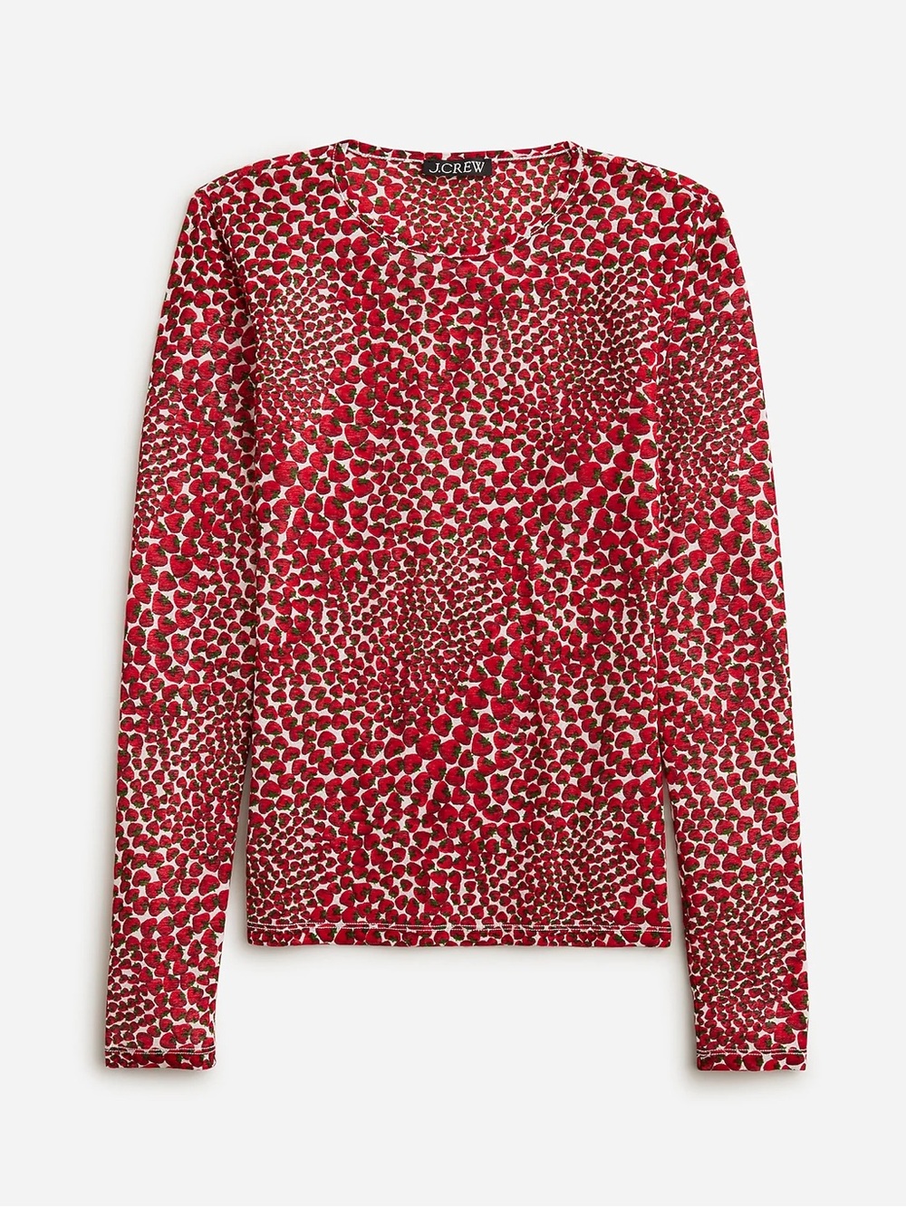 J. Crew Sheer Strawberry Swirl Print Mesh Long Sleeve Top NWT Size M Medium Top